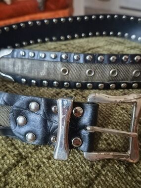 Studded Black Punk Rock Belt with Silver Hardware